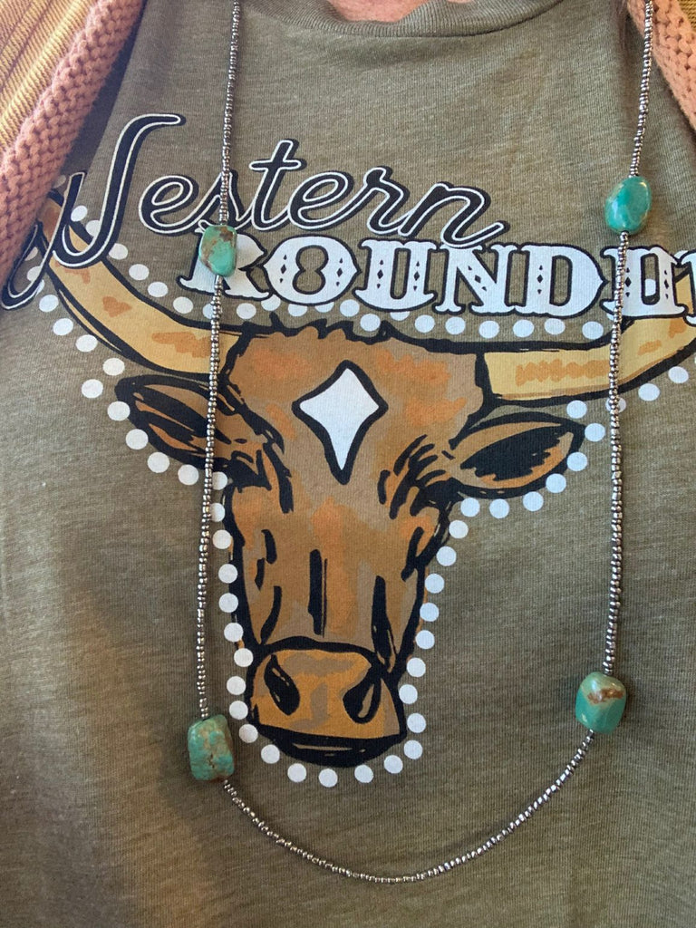 Rodeo Quincy Western Roundup Longhorn Graphic T Shirt - Small to 2X