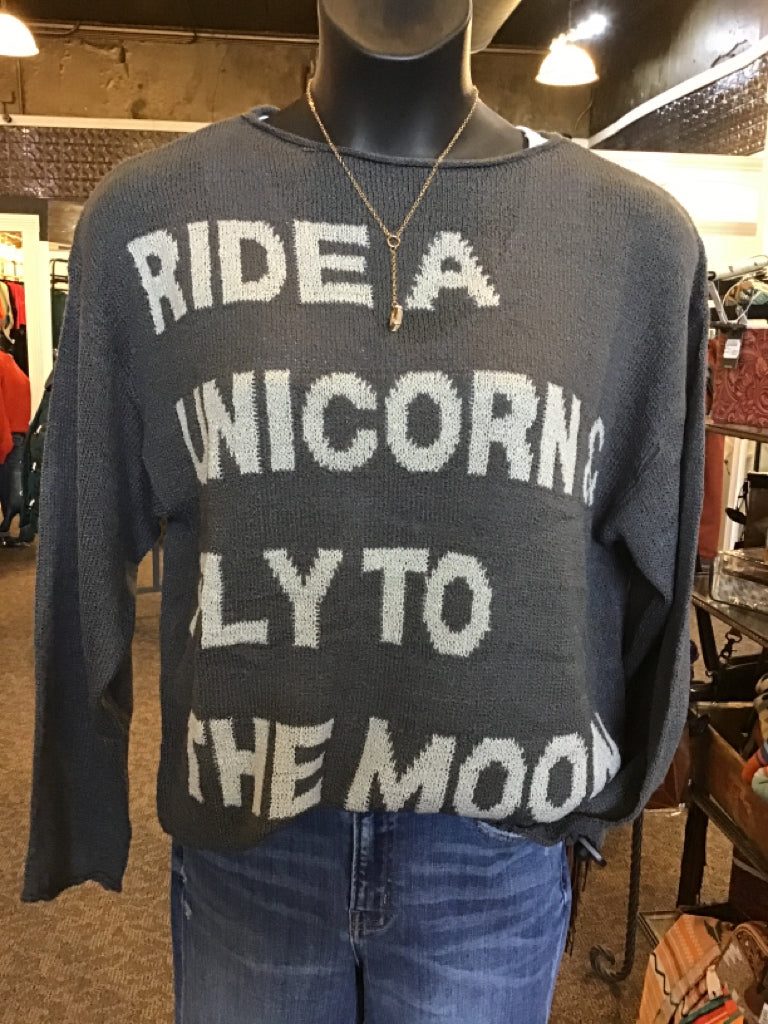 Ride a Unicorn Charcoal Oversized Sweater