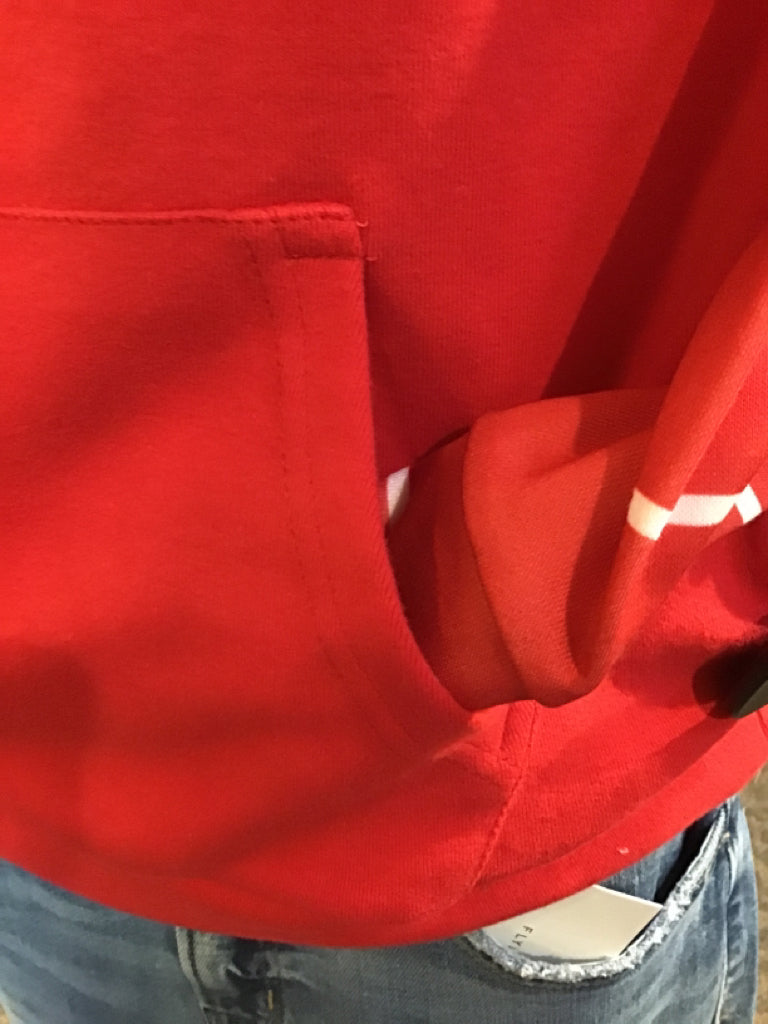 Red Striped Quarter Zip Sweatshirt - Small to 3X
