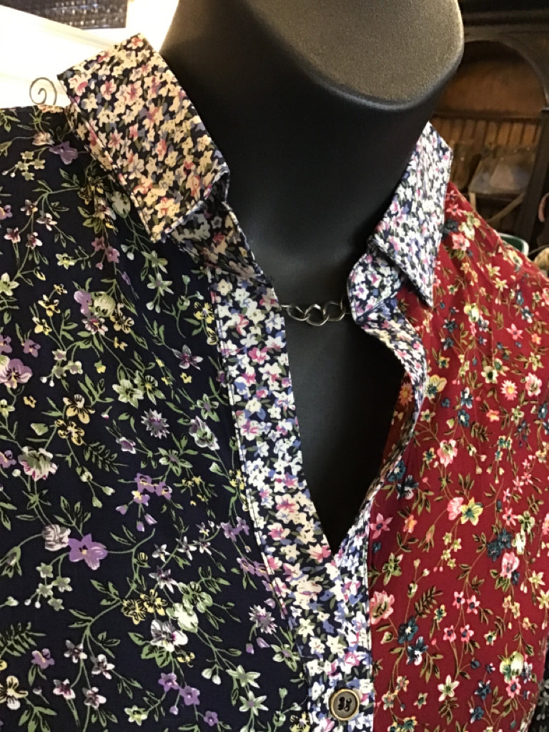Color Block Floral Shirt - S to 2X