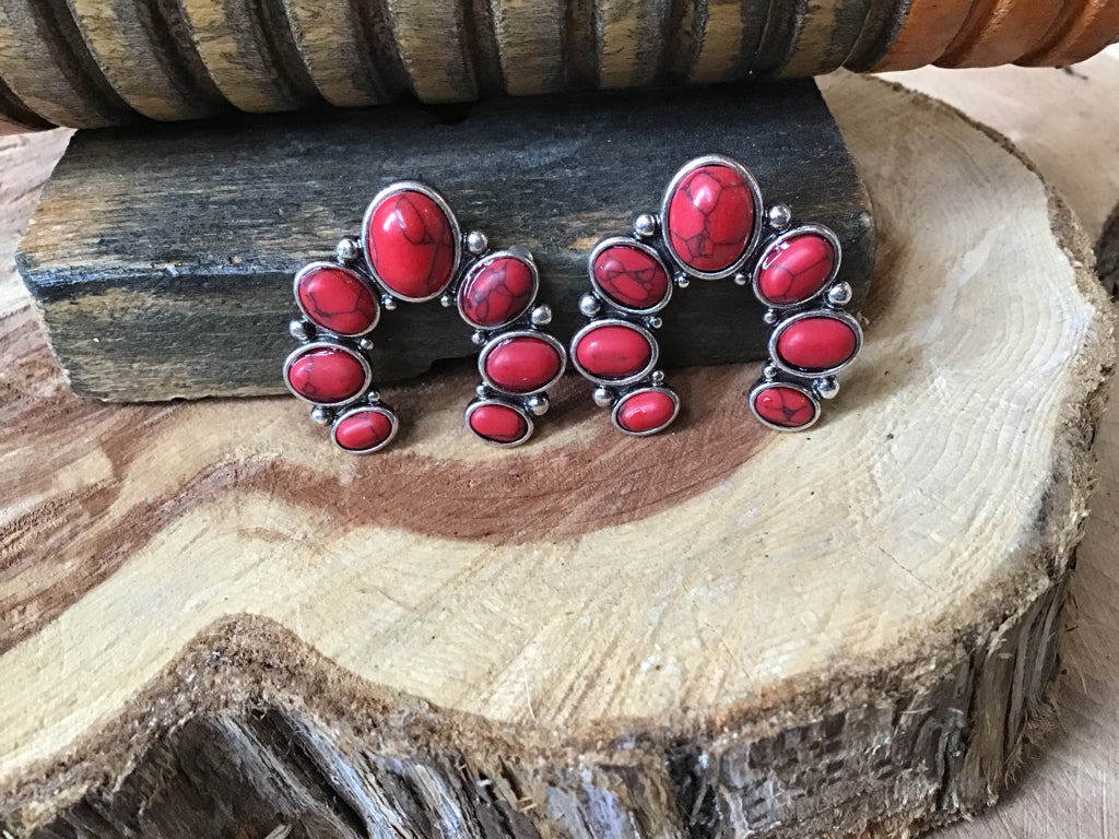Red Squash Blossom Earrings