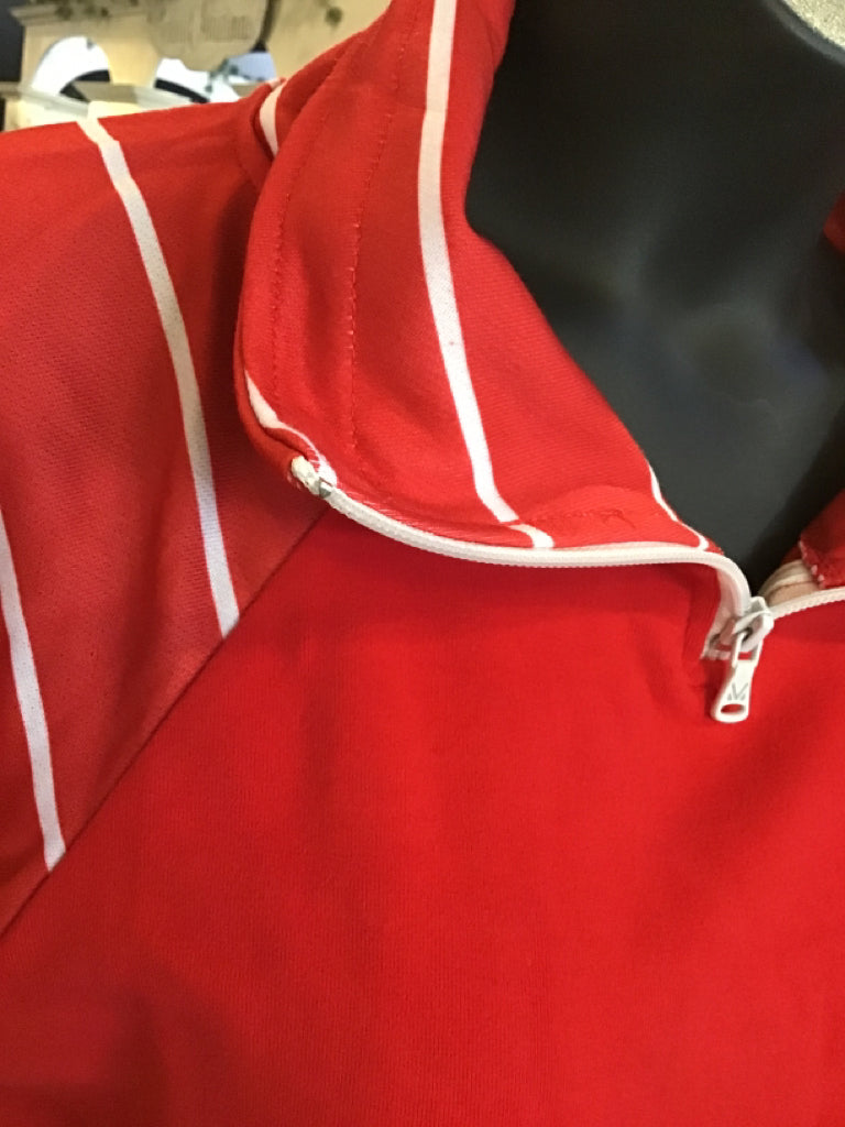 Red Striped Quarter Zip Sweatshirt - Small to 3X