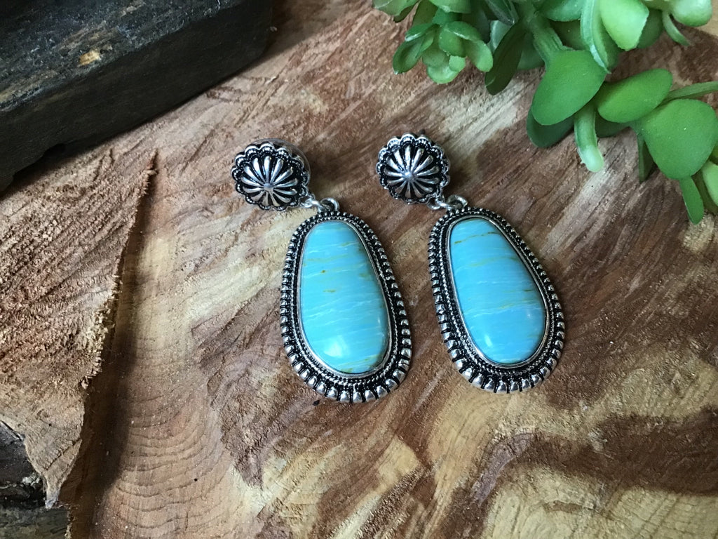 Turquoise Aqate Concho Earrings