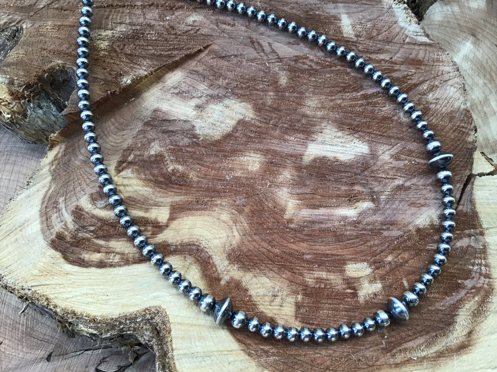  Handmade Graduated Navajo Pearl Choker Necklace - 14"