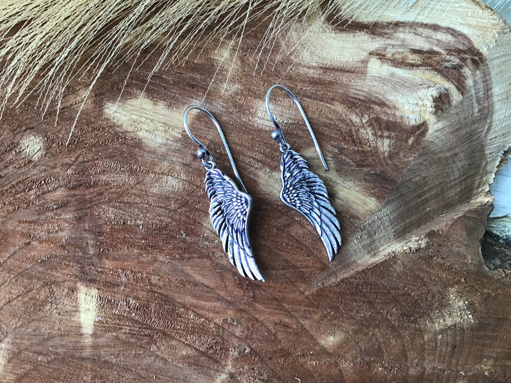 Silver Winged Fishhook Earrings