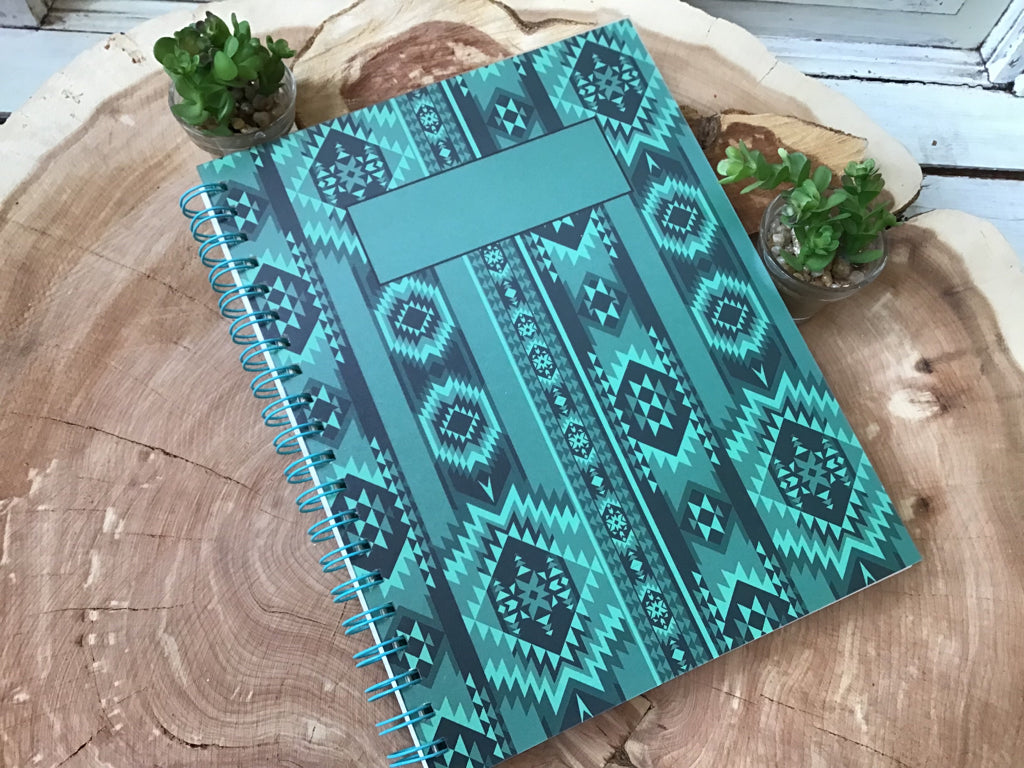 Turquoise Aztec Spiral Notebook Journal