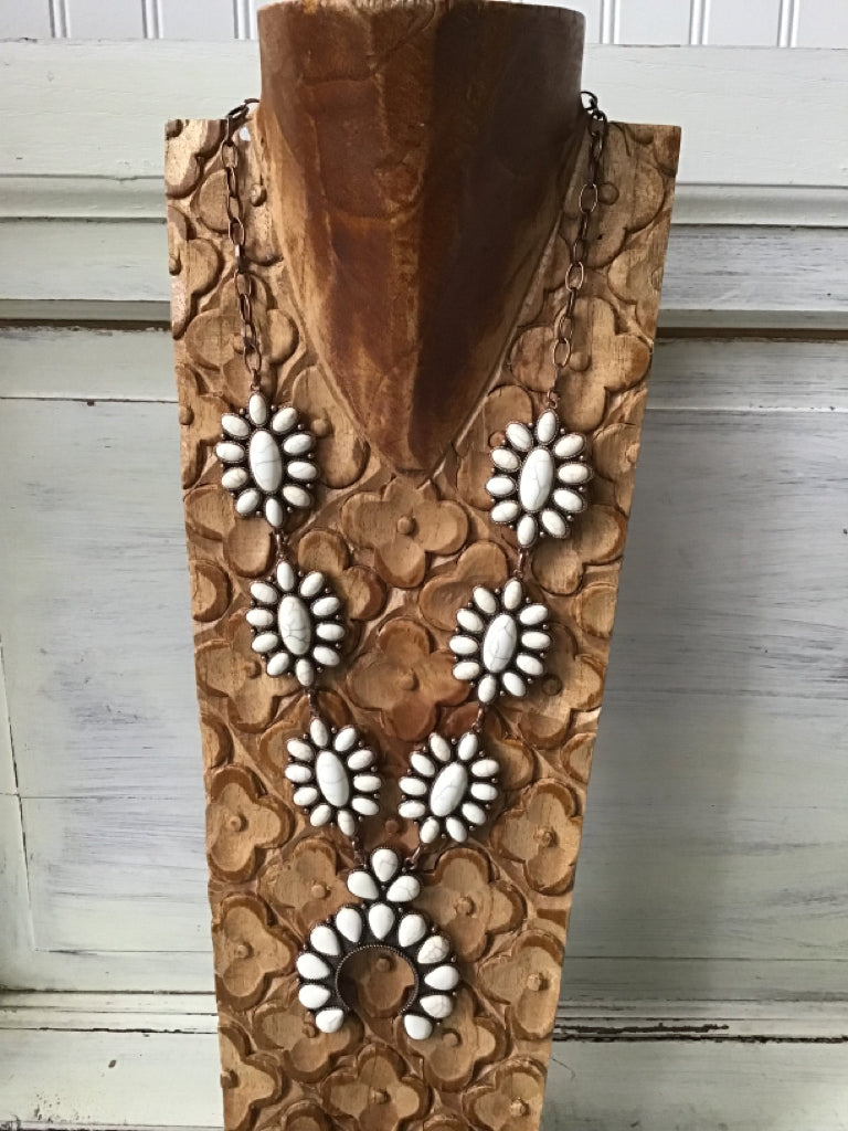 White Buffalo & Copper Squash Blossom Necklace Set