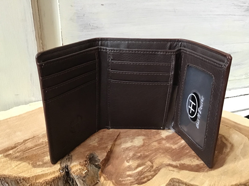 Tooled Leather Tri Fold Wallet