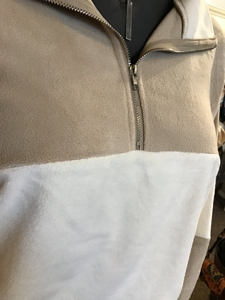 Mocha Fleece Color Block Quater Zip Sweatshirt - Small to XL