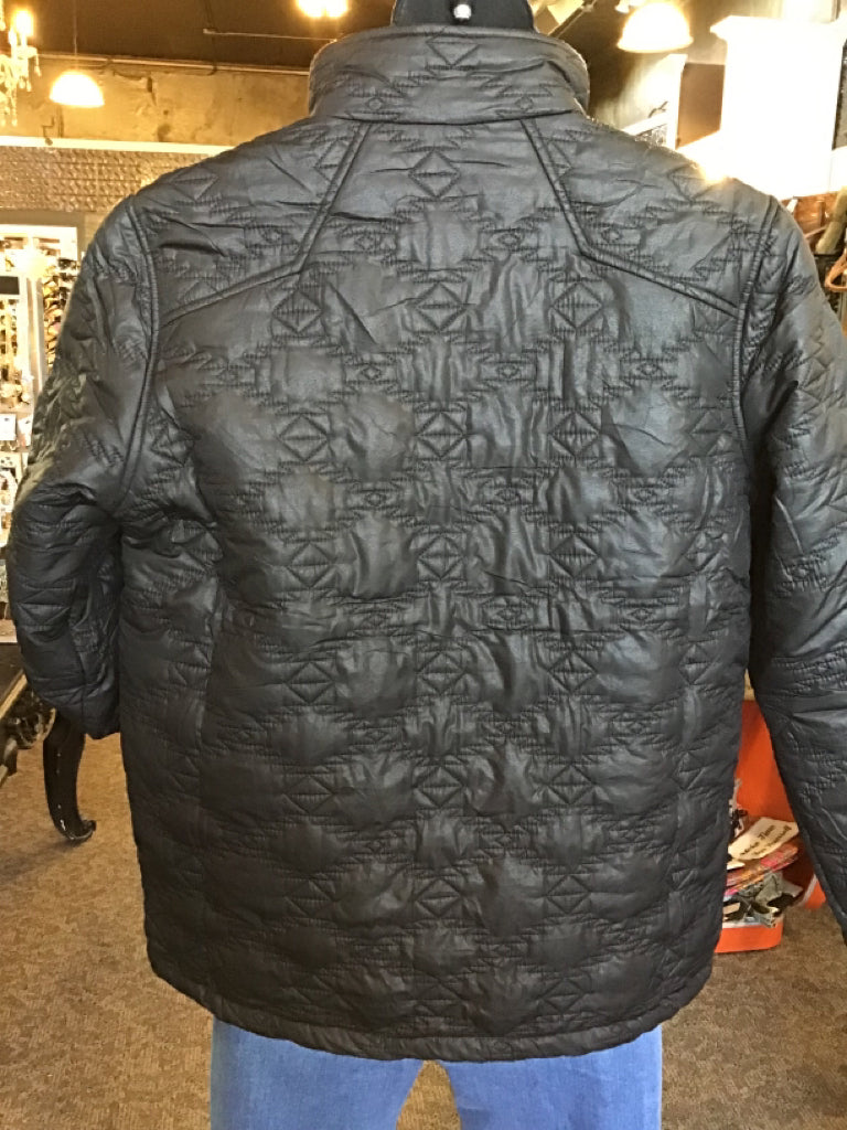 Black Quilted Aztec Puffer Coat - Small to 3X