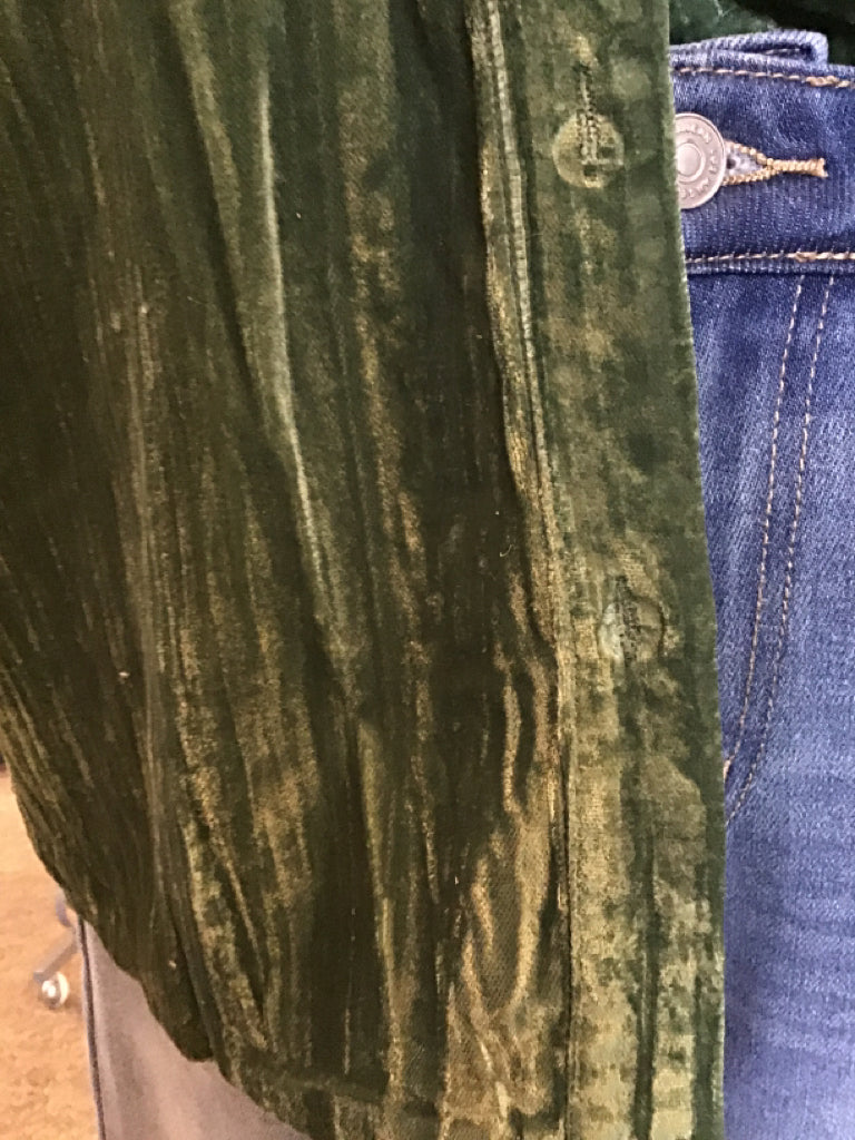 Pine Green Pleated Velvet Shirt - Small to XL