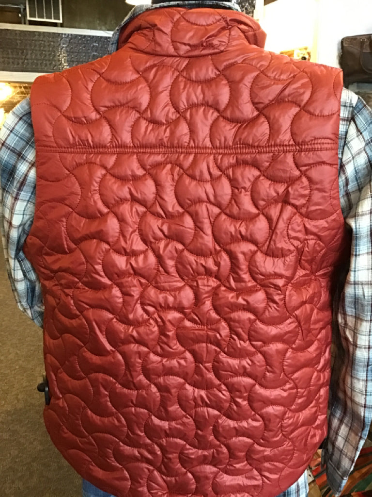 Rust Quilted Toggle Button Vest - SML