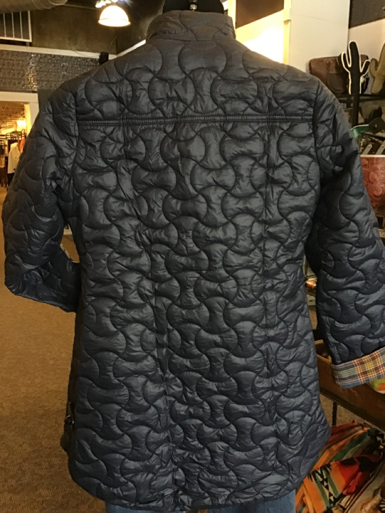 Navy Quilted Toggle Button Coat - S to 2X