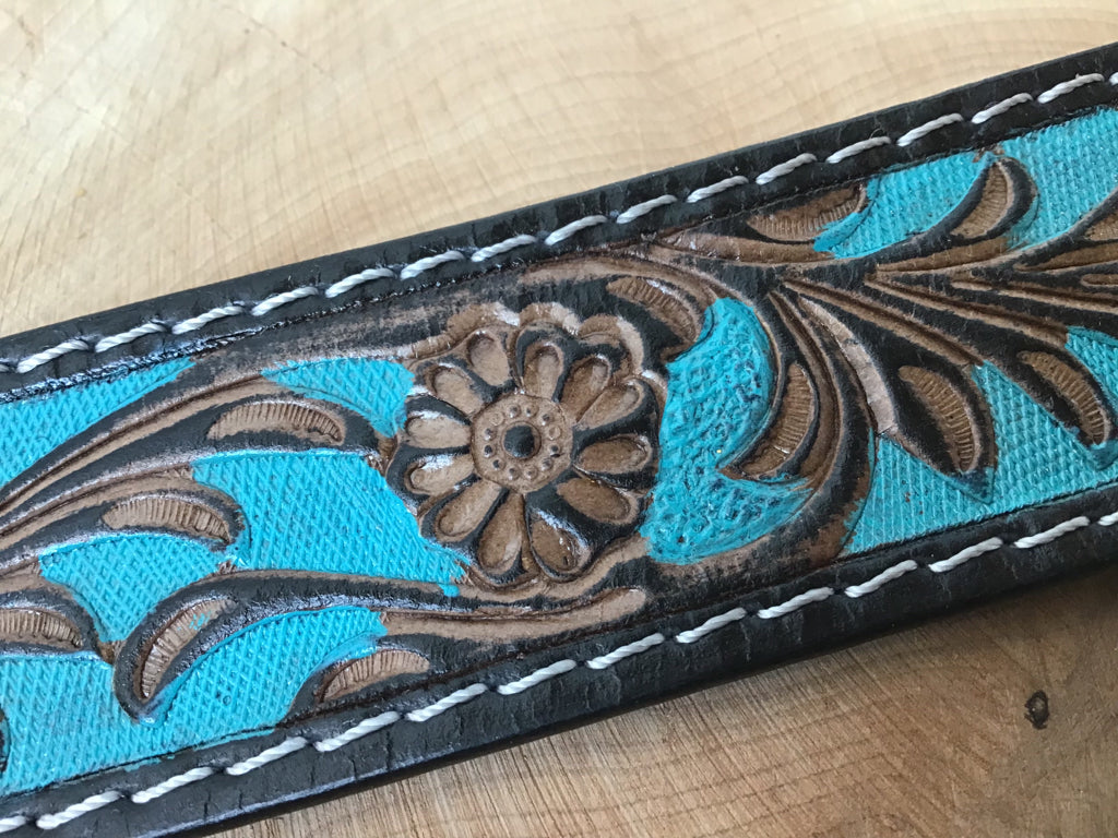 Turquoise Hand Tooled Belt