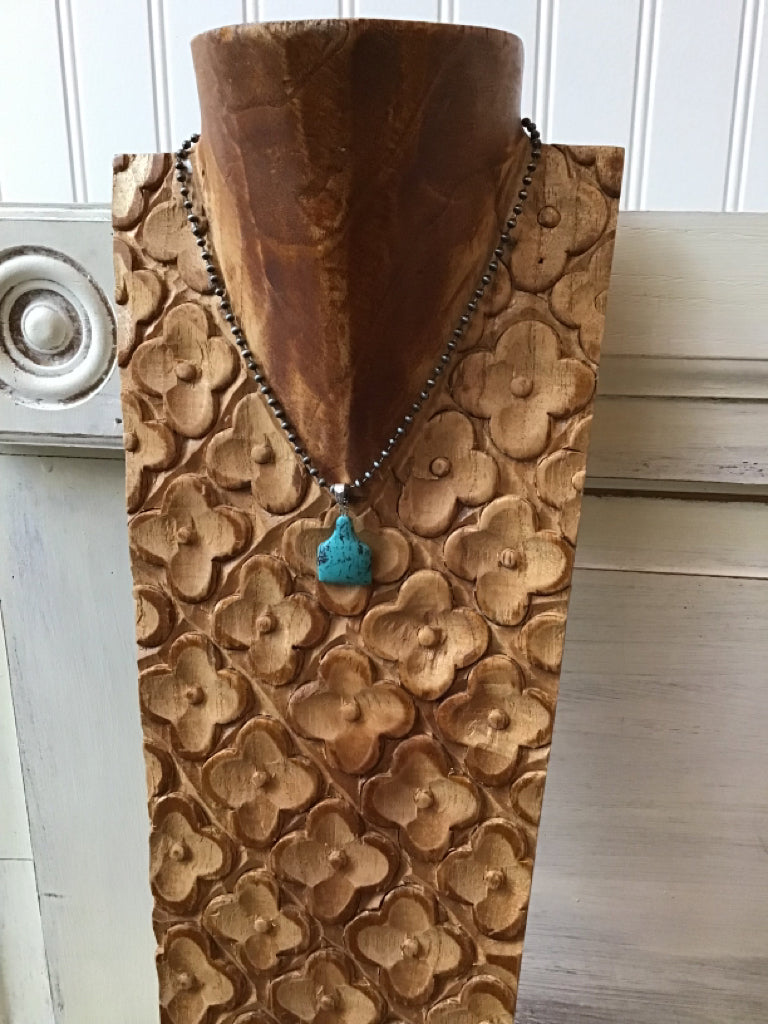Turquoise Ear Tag Necklace