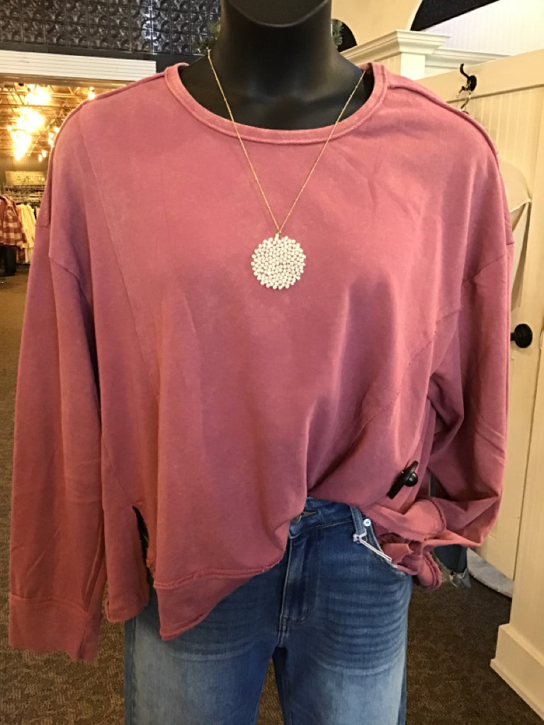 Rose Oversized Mineral Washed Sweatshirt - Small to 3X