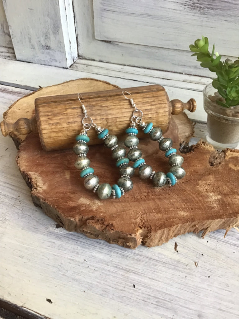 Handmade Tibetan Pearl & Turquoise Earrings