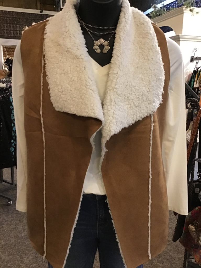 Faux Suede & Sheepskin Vest - Small to 3X