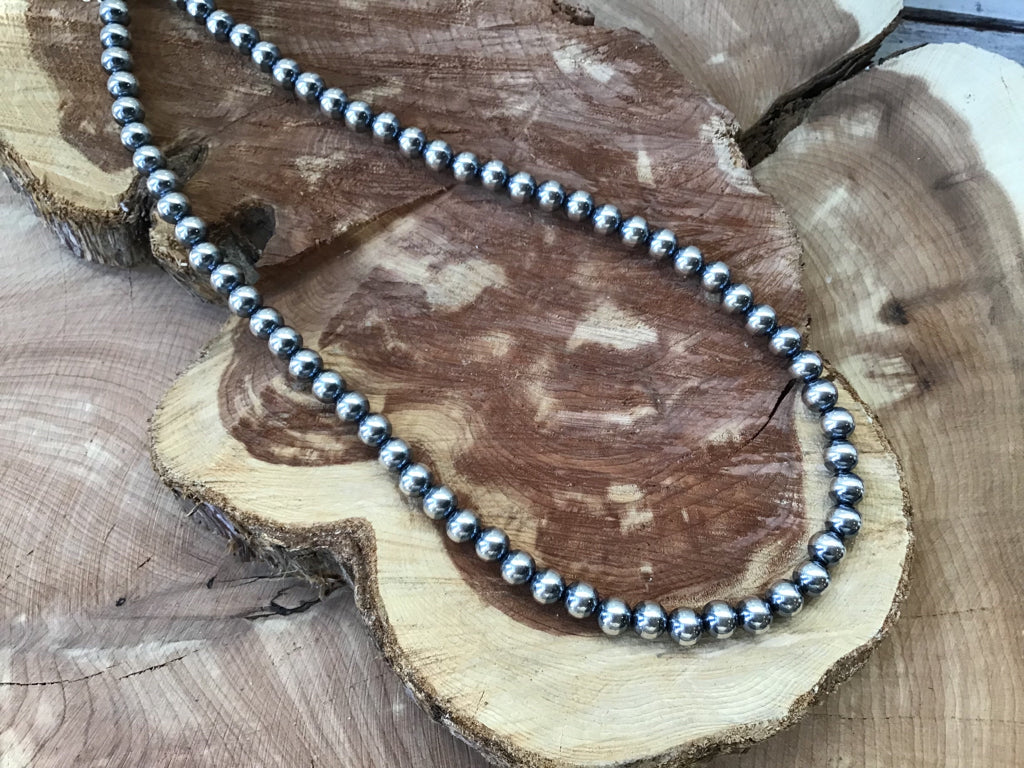 Handmade 8MM 20" Navajo Pearl Sterling Necklace