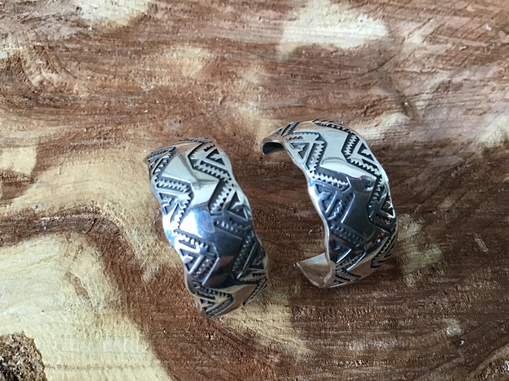 Handmade Sterling Engraved Hoop Earrings