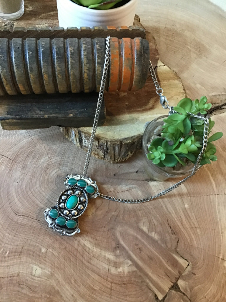Turquoise Concho Pendant Necklace