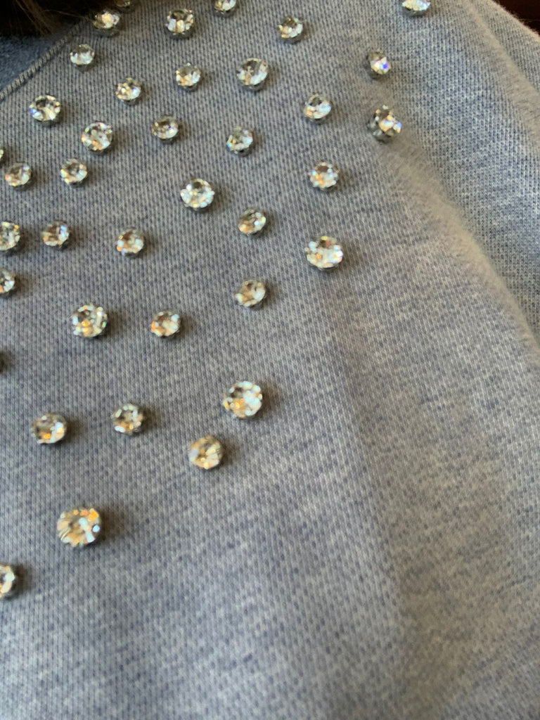  Blue Sequined Pullover Oversized Sweatshirt - SML