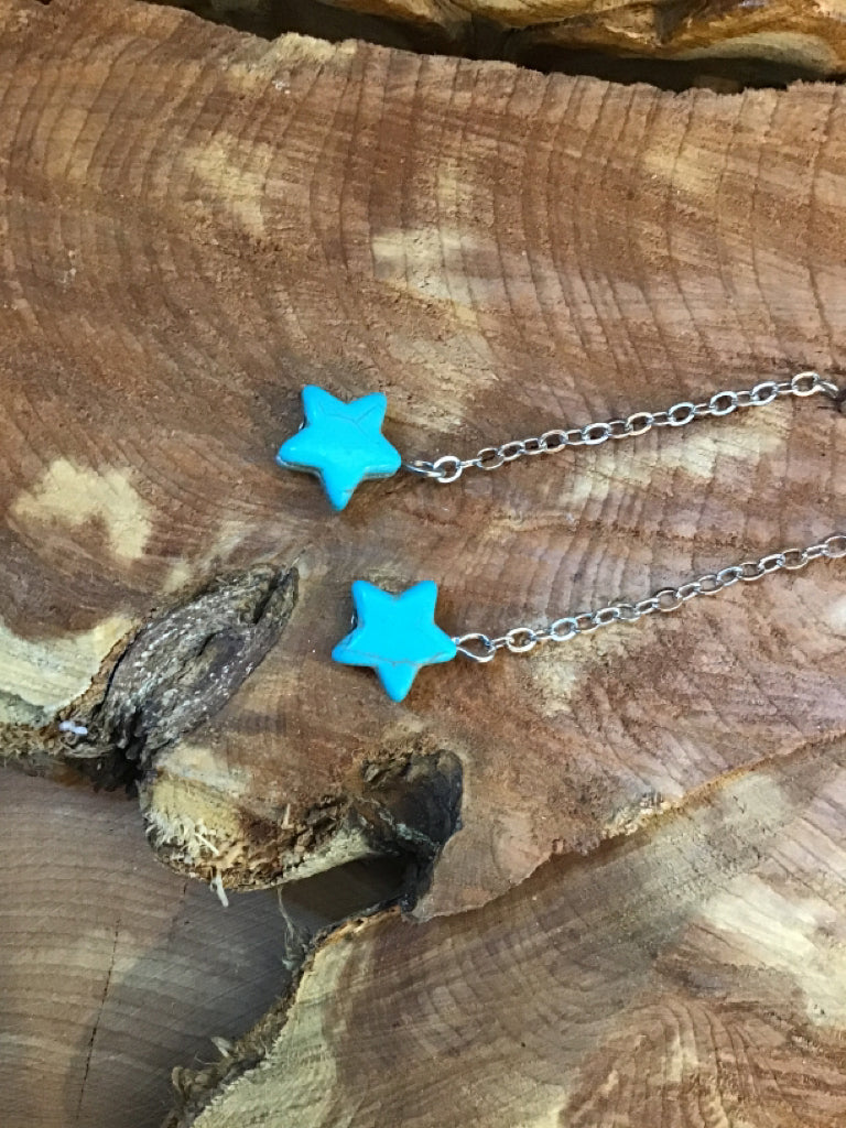 Turquoise Star Chain Earrings
