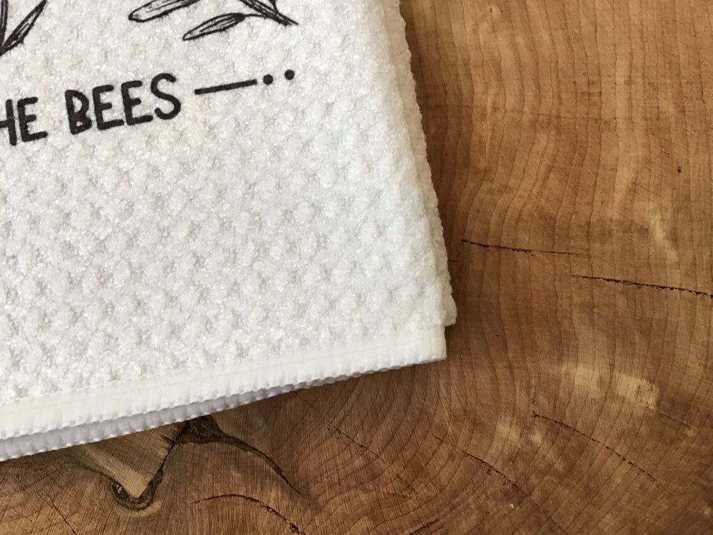 Floral Save the Bees - Waffle Kitchen Towel
