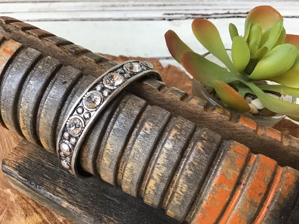 Rhinestone Silver Cuff Bracelet