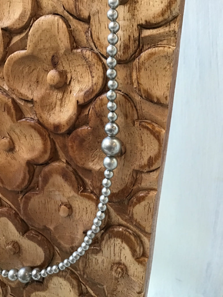Handmade Silver Plated Steel Graduated Pearl  26" Necklace