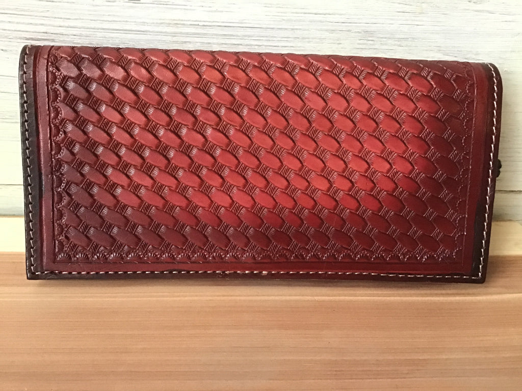 Myra Bag Red Tooled Flap Checkbook Wallet