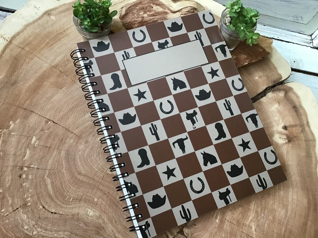 Western Checkerboard Spiral Notebook Journal