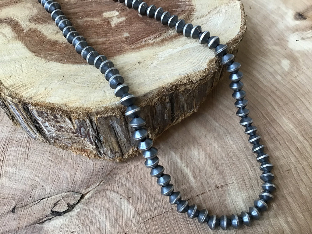 Handmade 6 mm Sterling Navajo Pearl 16" Necklace