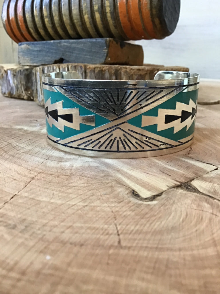 Etched Aztec Cuff Bracelet