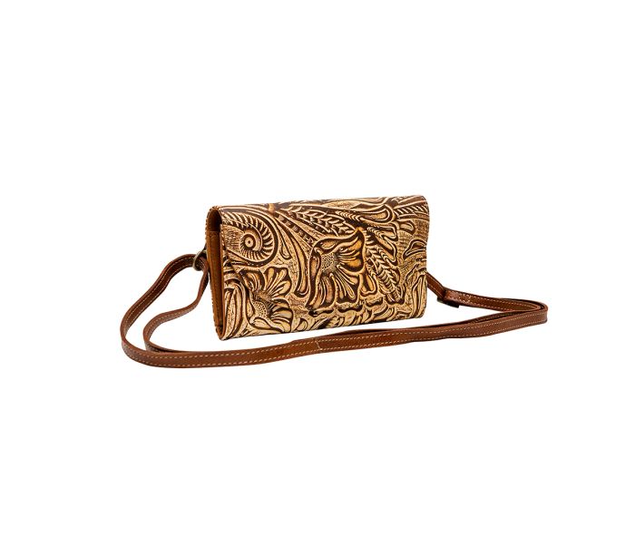 Tooled Leather Crossbody Wallet