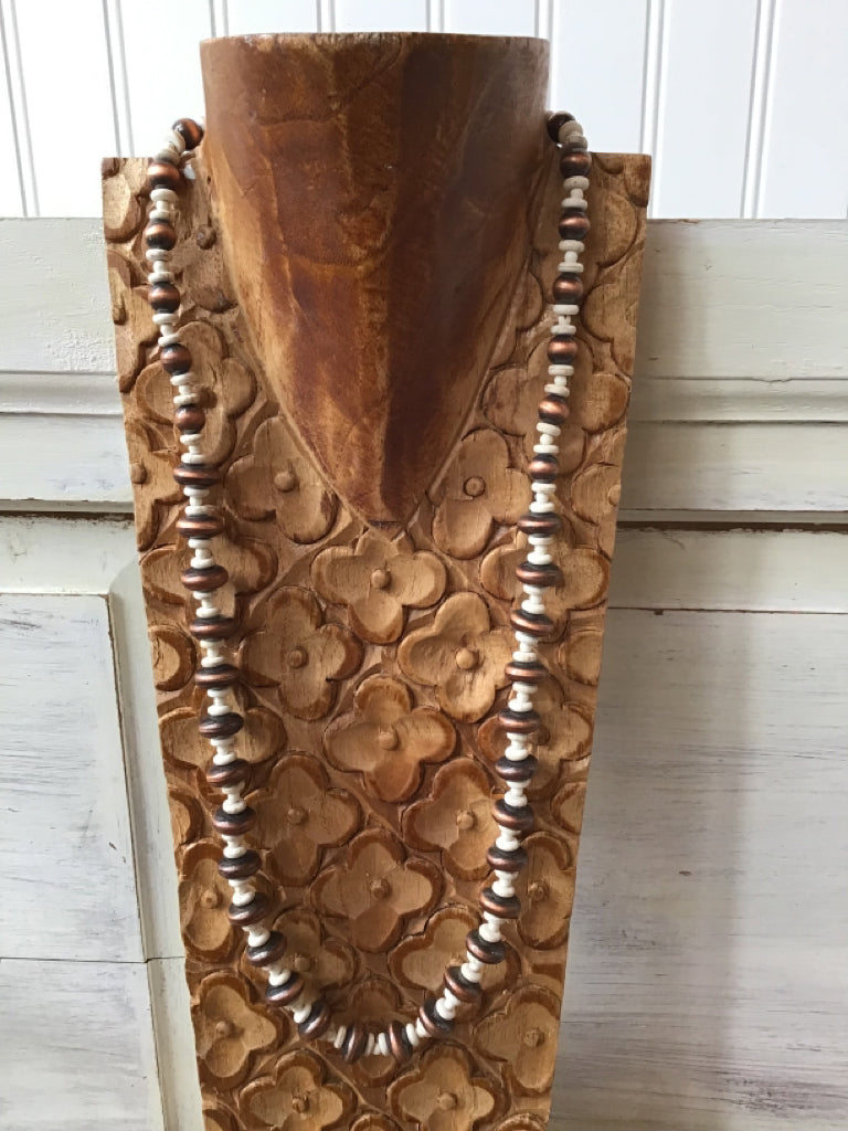 White Buffalo & Copper Navajo Style Pearl Necklace Set