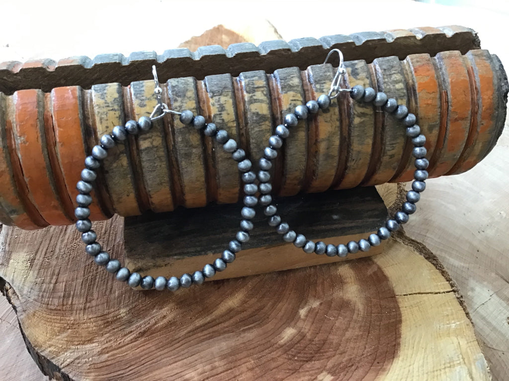 Tiny 4MM Navajo Style Pearl Hoop Earrings