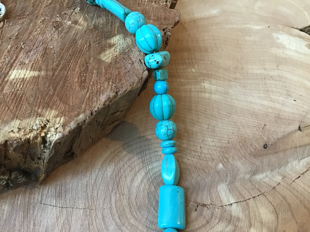 Mixed Shapes Turquoise Necklace 18"
