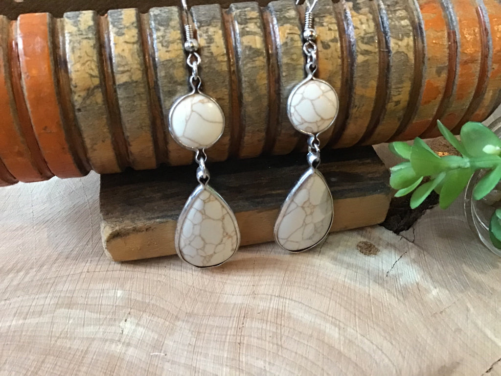 White Stome Drop Earrings