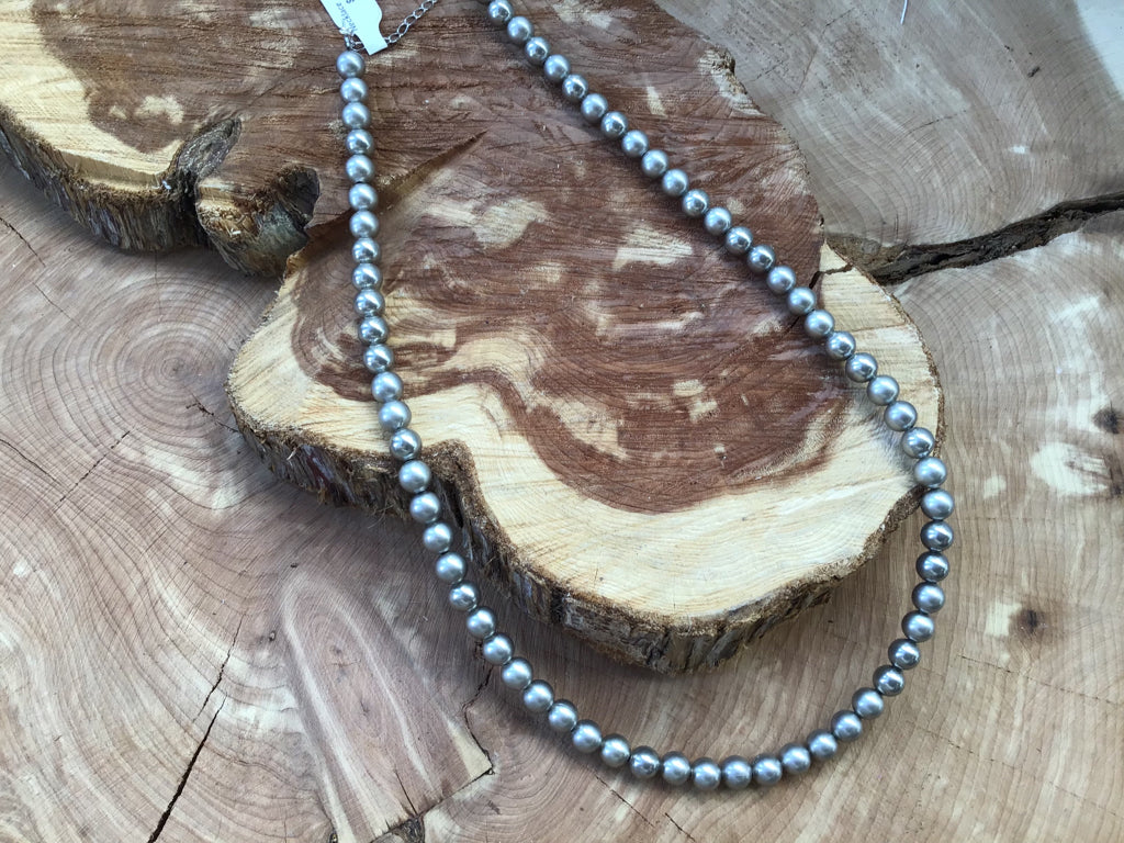 Handmade Silver Plated Navajo Pearls Necklace 20"