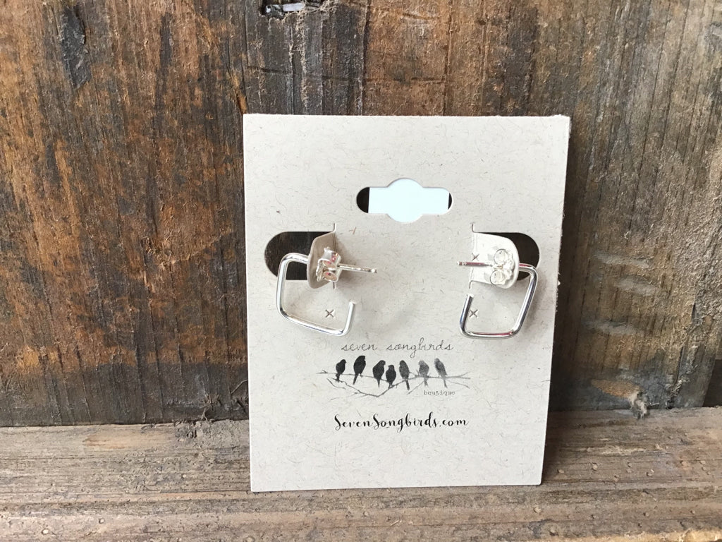 Handmade Sterling Silver Square Hoop Earrings