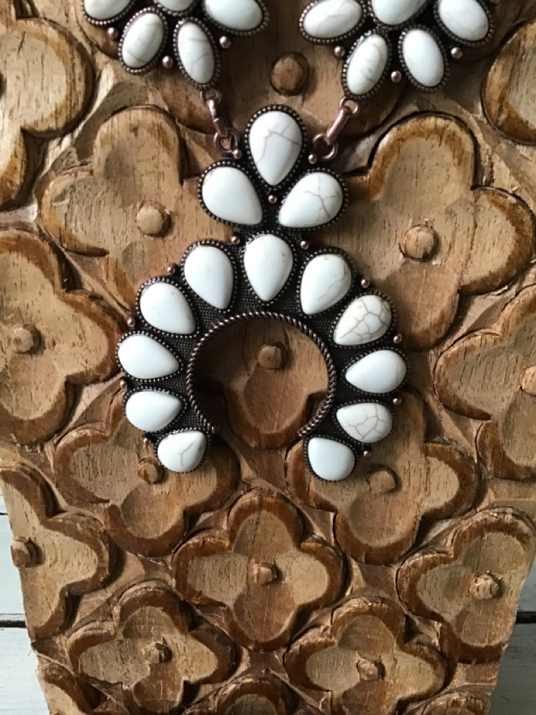 White Buffalo & Copper Squash Blossom Necklace Set