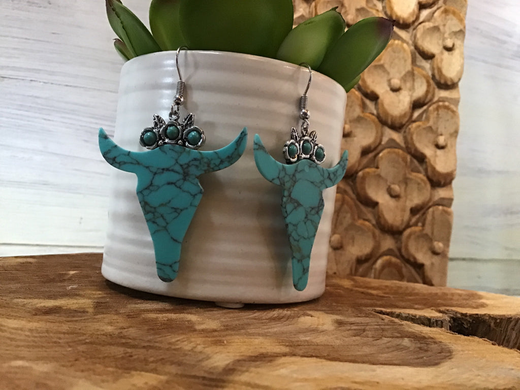 Turquoise Steerhead Earrings