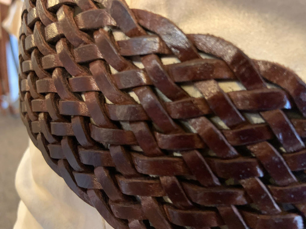 Chocolate Woven Leather Bone Buckle Belt