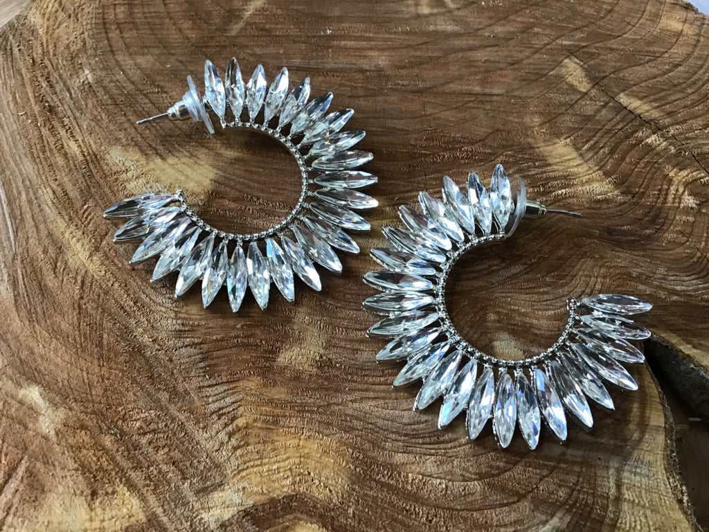 Rhinestone Crystal Hoop Earrings