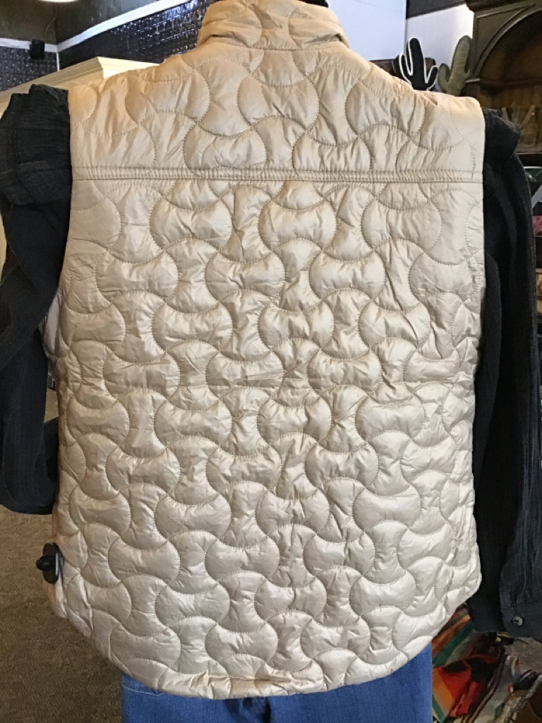 Tan Quilted Toggle Button Vest - SML