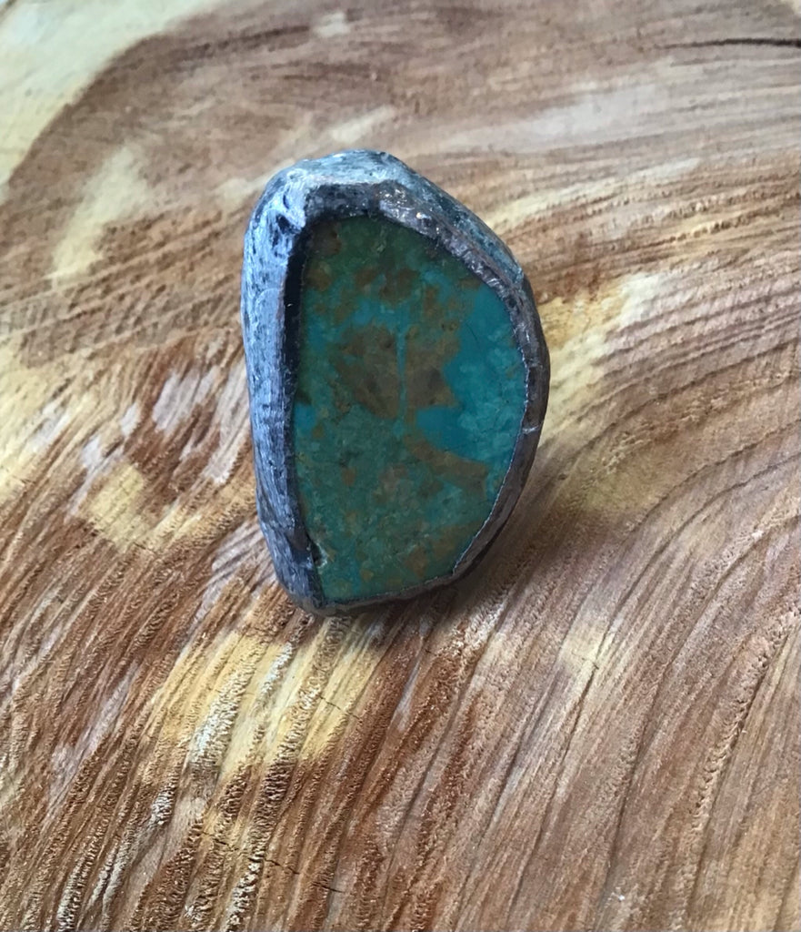 Handmade Turquoise Chunk Adjustable Ring