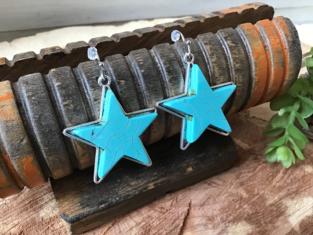 Turquoise Natural Stone Star Earrings